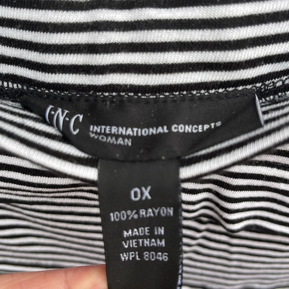 INC International Concepts Black and White Striped Maxi Skirt - Picture 2 of 3